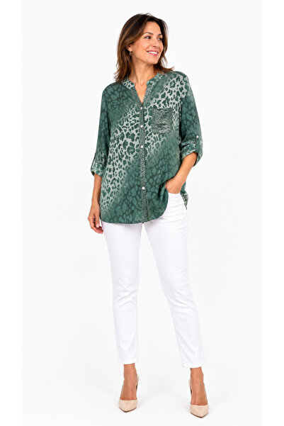 kısmet sepeti Women's Italian Leopard Patterned Sequin Detailed Long Sleeve S...