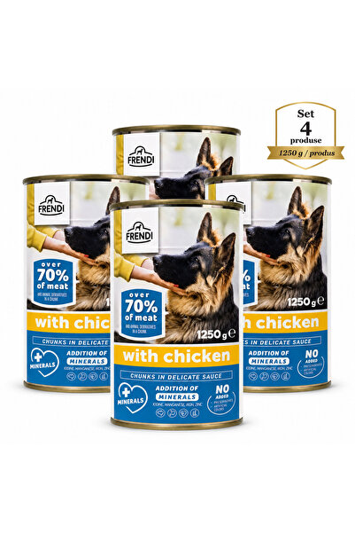 FRENDİ Dog cu Pui, hrana umeda pentru caini, Set 4 conserve, 4 x 1250 g