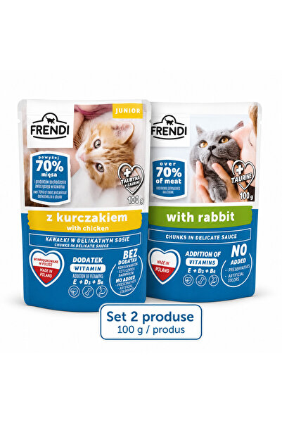 FRENDİ Cat, hrana umeda pentru pisici, Set 2 plicuri, Mix Pui Junior, Iepure,...