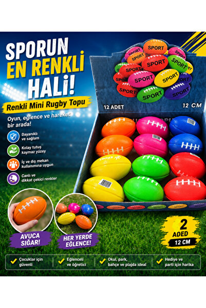 TOYSTAR 2 Adet Renkli Yumuşak Rugby Stres Topu 12 cm