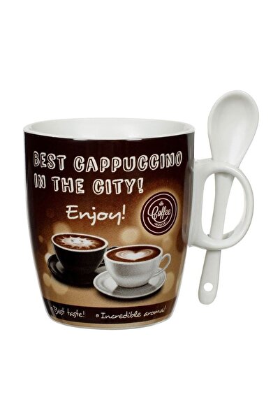 OEM Set 2 cești din porțelan neagră 220ml, mesaj Coffee