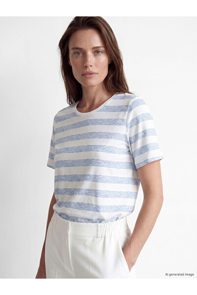 LC Waikiki Striped 100% Cotton Women's T-Shirt