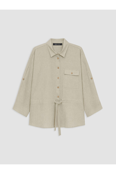 LC Waikiki Linen Blend Women's Shirt with Tie Belt from Uzg Store for Style E...