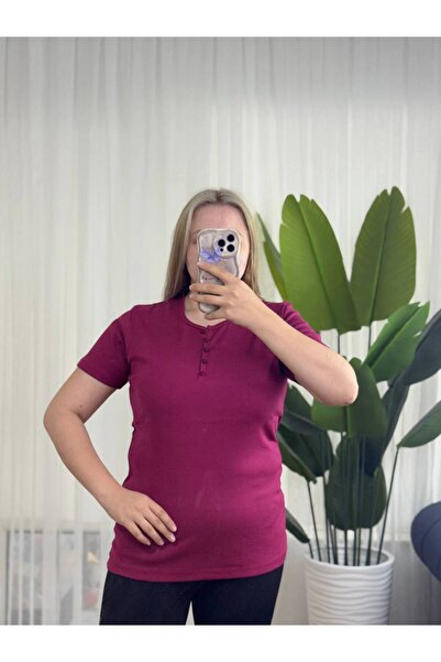YNSGİYİM Yns - Women's Cotton Lu T-Shirt Rib Knit 100% Cotton T-Shirt Blouse ...