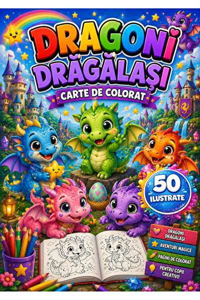 Disney DRAGONII DRAGALASI CARTE DE COLORAT 50 ILUSTRATE A4