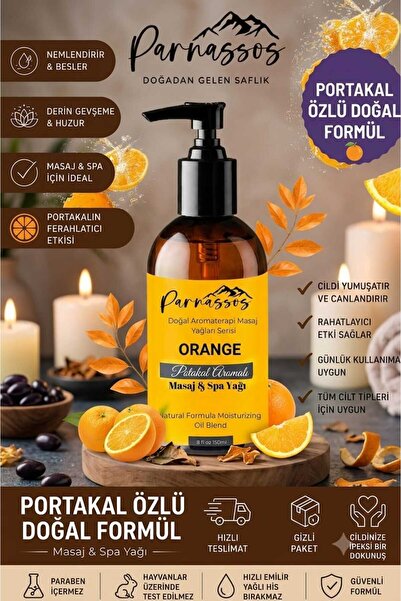 Parnassos Portakal Aromalı Masaj Yağı 150 ML – Ferah Narenciye Kokusu, İpeksi...