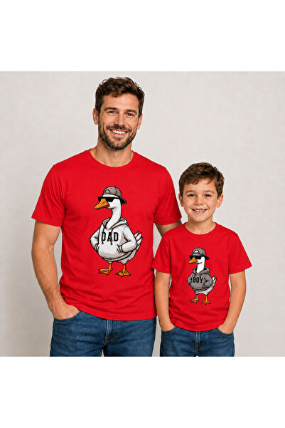 VODEXA Tricou supradimensionat pentru tată și copil, cu imprimeu Baby Duck (V...