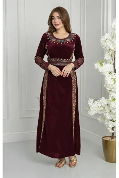 riva fashion فستان مخمل تراثي ريفا خطين