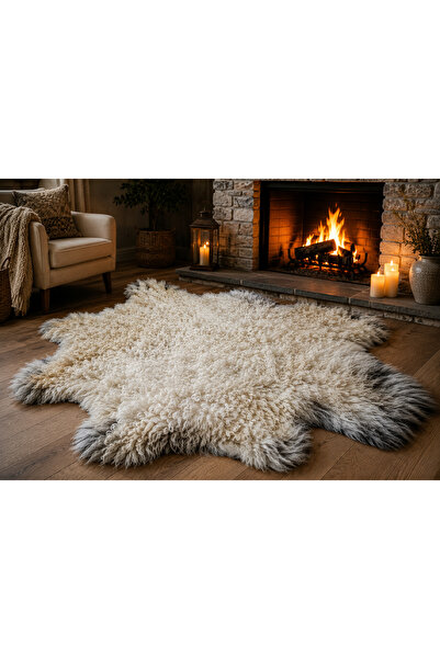 hoaryage Natural, Unprocessed, Never Sheared Natural Sheepskin, Carpet, Praye...