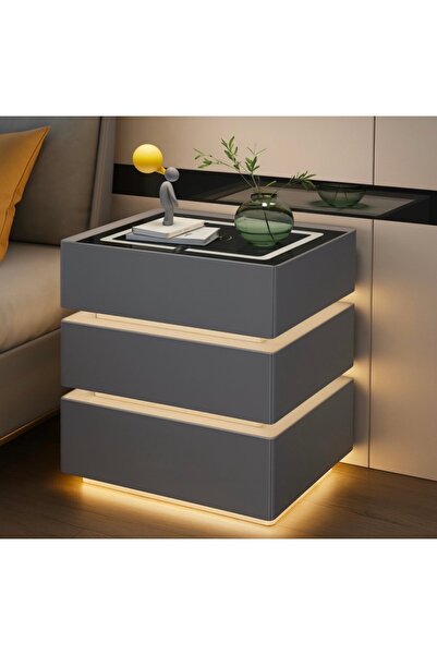 Generic Noptieră Smart cu Încărcare Wireless, Port USB, Lumină LED și Sertar ...