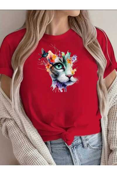 tkn your style Women's Cute Kitten Print Design Tshirt