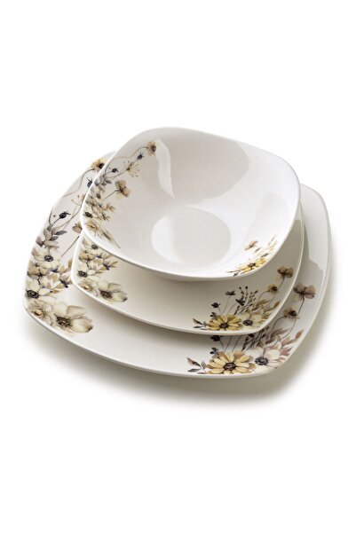 MONDEX Set de veselă Prima Porcelain LEA PRIME 16.5/18/24 cm Gri Bej Floral 1...