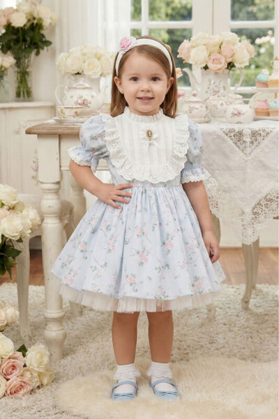 Pamina Baby Girl Evening Dress Vintage Floral Brooch Dress and Headband Set -...