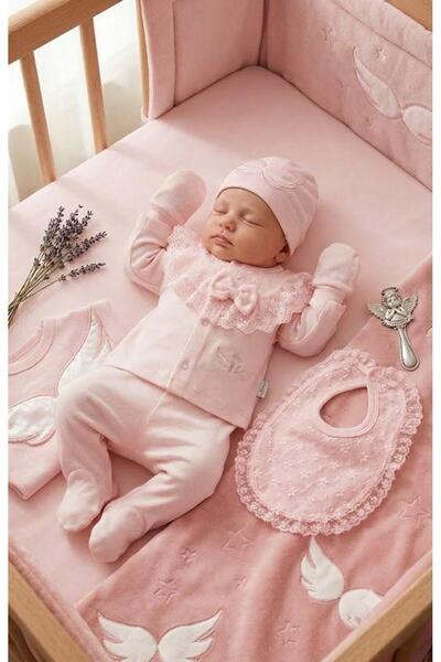 Yağmur Giyim Mi̇ni̇cayzen Angel Winged Scalloped 100% Cotton 5 Piece Baby Gir...