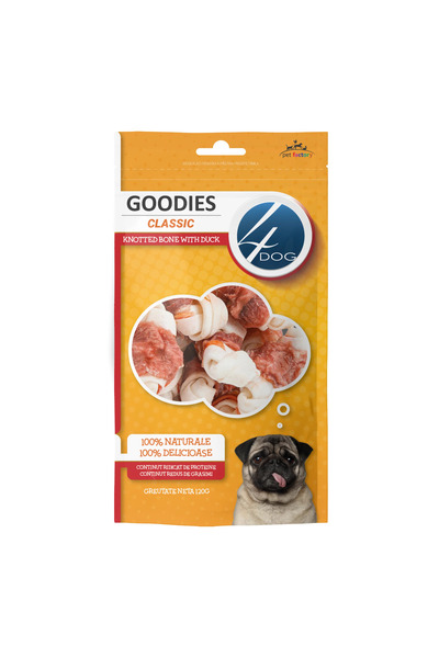4dog Goodies Os înnodat clasic cu rață 120g