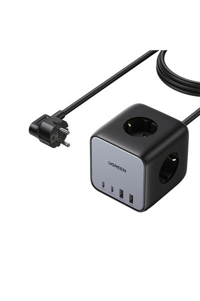 Ugreen Nexode DigiNest Cube Prelungitor, 3 prize AC, 2 USB-C, 2 USB-A, 65W, Gri
