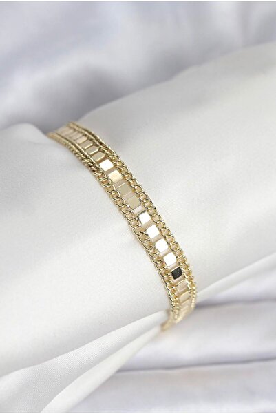 FİORE WOMEN Women's Gold Color Steel Chain Bracelet Adjustable Water Resistan...