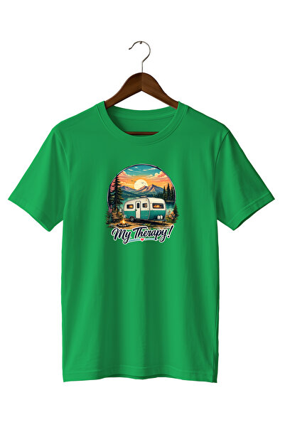 WİDİ Nature Mountain Caravan and Sunset My Therapy Printed T-Shirt 100% Cotton