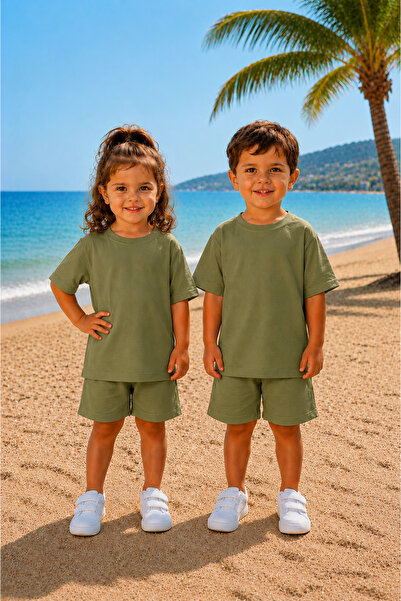 BayBayan Unisex Girls and Boys Short Sleeve Shorts Set (Single)
