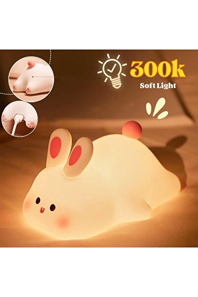 Generic Rabbit Night Light, Silicone USB Rechargeable Lamp, 3 Brightness Mode...