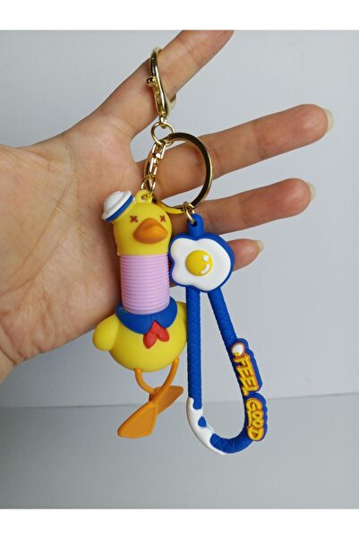 JUST WOMAN Duck Figured Silicone Keychain Bag Charm with Extended Neck