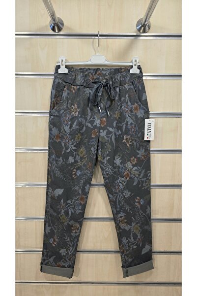 Park Moda Pantaloni italieni cu model floral din Lycra