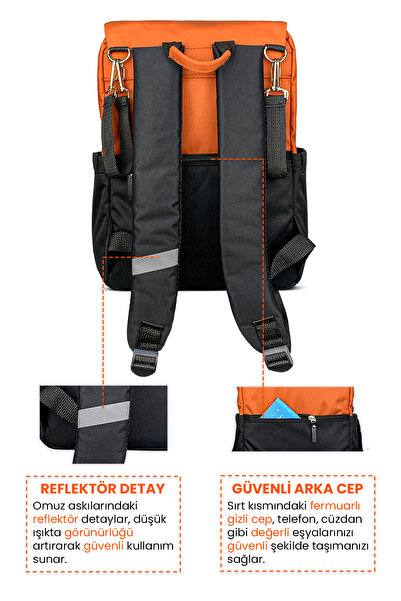 Stylo Working Mothers Bag Baby Care Backpack-Orange