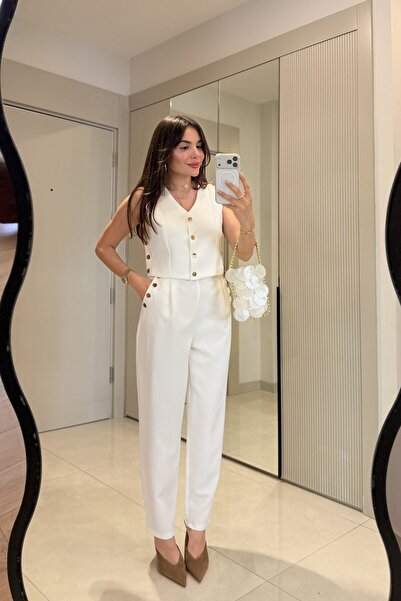 Gizem Ecemiş Mercuri Beyaz Gold Çıtçıtlı Takım