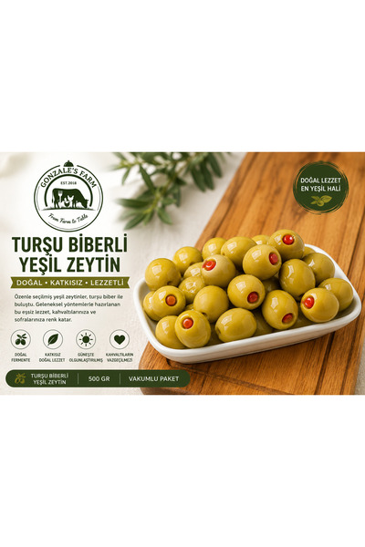 GONZALES'S FARM BİBER DOLGULU YEŞİL ZEYTİN 1000GR