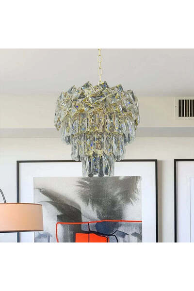 La Cucu Candelabru Cristal WINDSOR Petito 3xE27, Diametru 30cm, Auriu Lucios,...