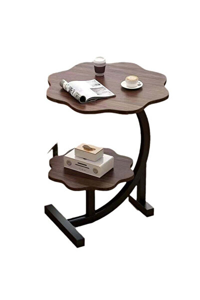 DEMAHO Măsuță de cafea laterală cu 2 nivele, blat tip floare, design nordic m...
