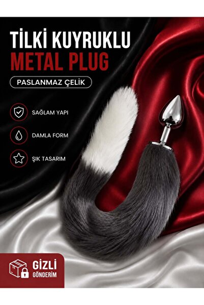Paslanmaz Çelik Tilki Kuyruklu Metal Plug - Ergonomik Damla Form Anal Plug