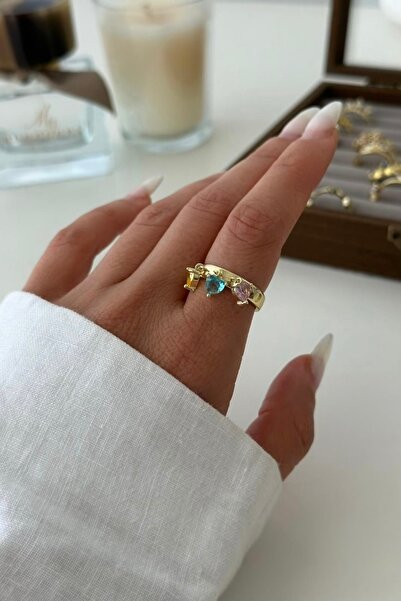Asteria Jewelry Adjustable Ring with Colorful Heart Detail