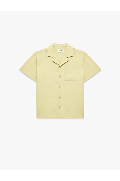 Koton Pocket Detailed Viscose Blended Turn-Down Collar Short Sleeve Shirt