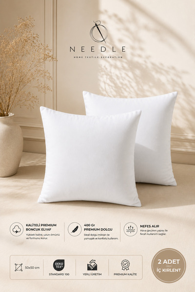 NEEDLE PREMİUM KARE İÇ KIRLENT KILIFI 50X50 BONCUK ELYAF