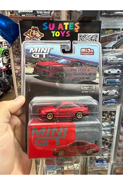 mini gt Nissan Skyline GT-R (R34) V-Spec Active Red Diecast Model Araba 1.64