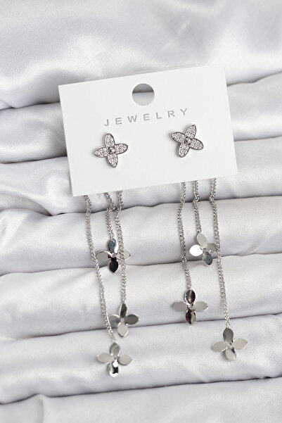 OGHAMAY Lotus Model Silver Color Brass Dangle Women's Earrings