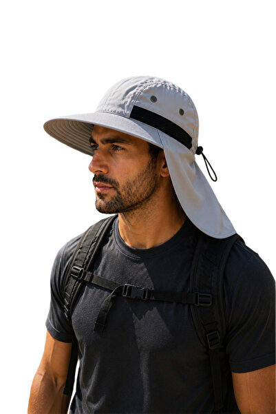 HatClub Exclusive Gri Lejyoner Şapka Boyun Korumalı Ayarlanabilir Yazlık Güne...