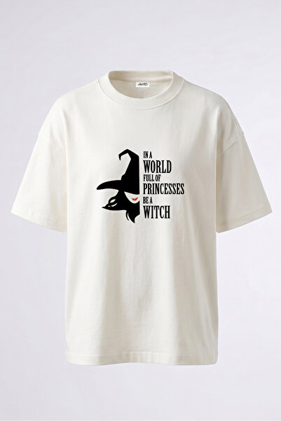 Anetos Gorsel_1 Clean Design Back Printed Cotton White Oversize T-Shirt