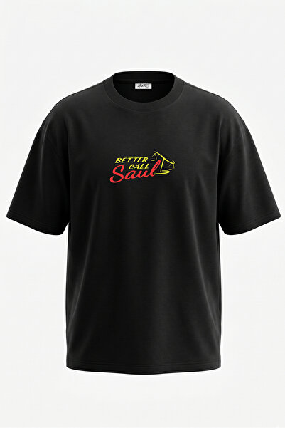 Anetos Tricou supradimensionat negru din bumbac cu imprimeu pe spate Better C...