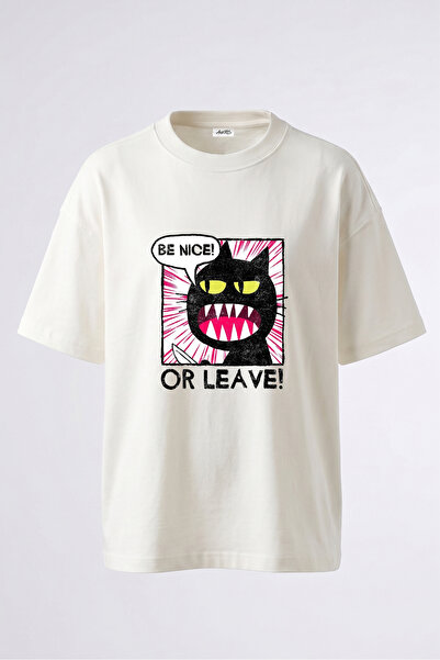 Anetos Tricou oversize alb din bumbac cu imprimeu pe spate cu design Aggressi...