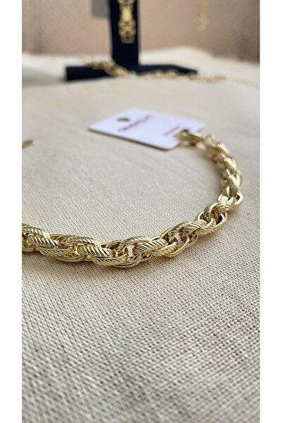 CM Jewelry Premium Gold Örgü Zincir Kadın Bileklik – Şık ve Zarif Tasarım