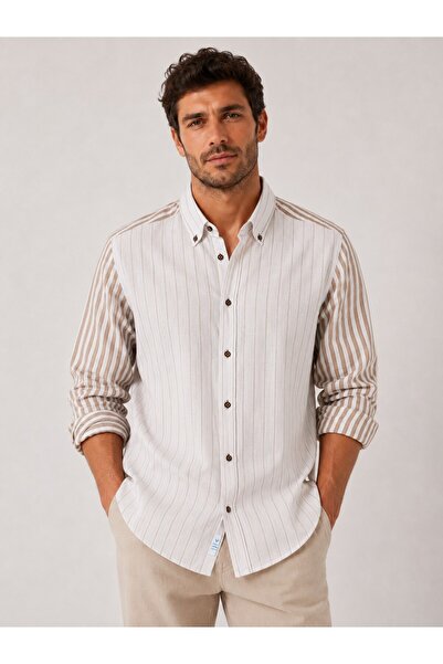 Fitmens Slim Fit Long Sleeve Linen Lycra Double Pattern Pocketless Gift Boxed...