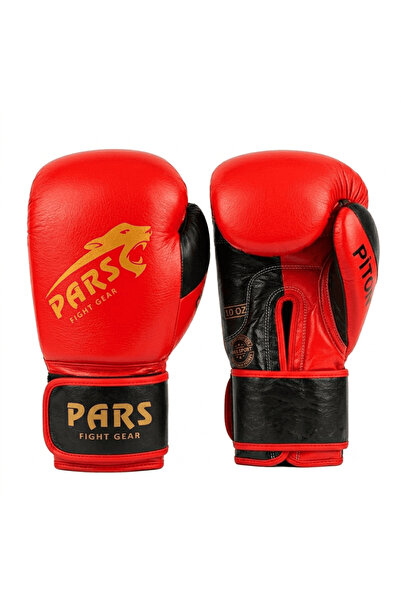 Pars Piton Hakiki Deri Boks & Kick Boks Eldiveni Kırmızı-Siyah