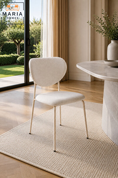 MARIA HOMES Modern Dining Chair Upholstered Fabric Kitchen Chair Metal Legs f...