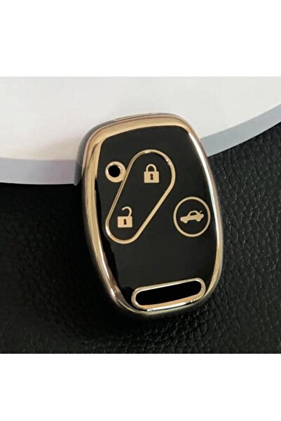 KeyRoN غطاء حماية لمفتاح السيارة هوندا سيفيك FD6 CRV أكورد بثلاثة أزرار أسود/...
