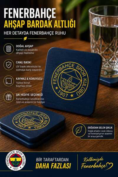 WhiteConcept FB Lisanslı Ahşap Bardak Altlığı