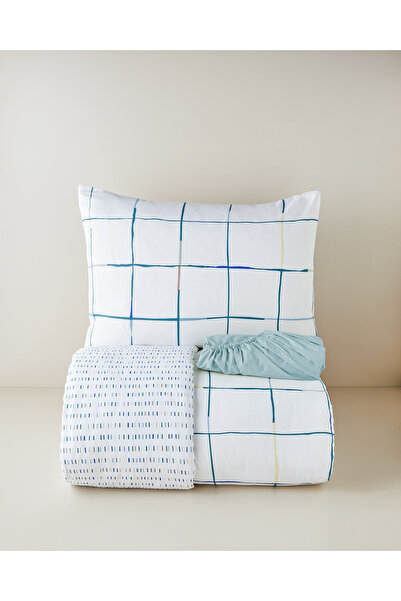 English Home Cozy Check Kolay Ütülenir Çarşaflı Tek Kişilik Nevresim Takımı 1...