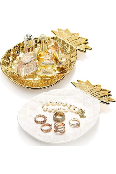 Arabest 2 Pack Ceramic Jewelry Dish Tray, 13.7CM Decorative Ring Dish Jewelry...