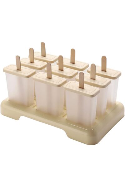 Arabest 9-Cavity Ice Pop Molds,DIY Reusable Plastic Ice Cream Making Trays,Be...